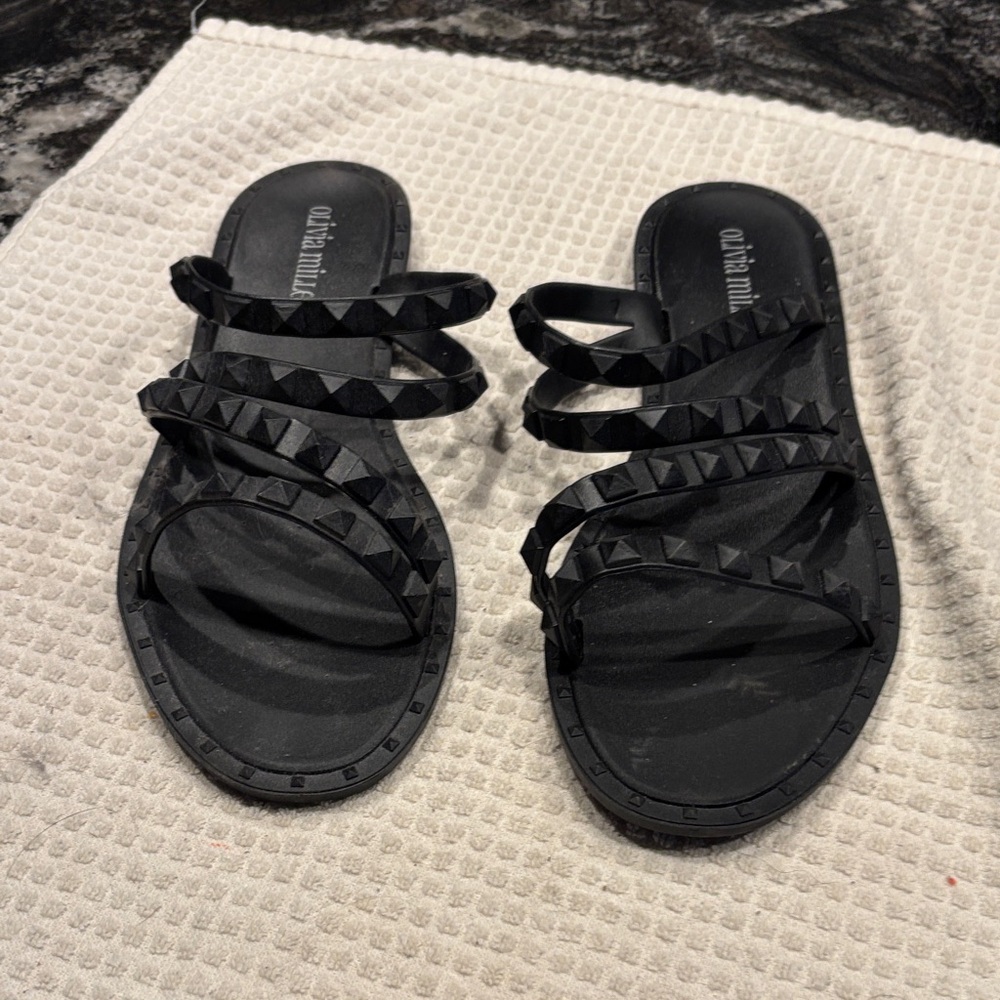 Olivia Miller Black Studded Sandals